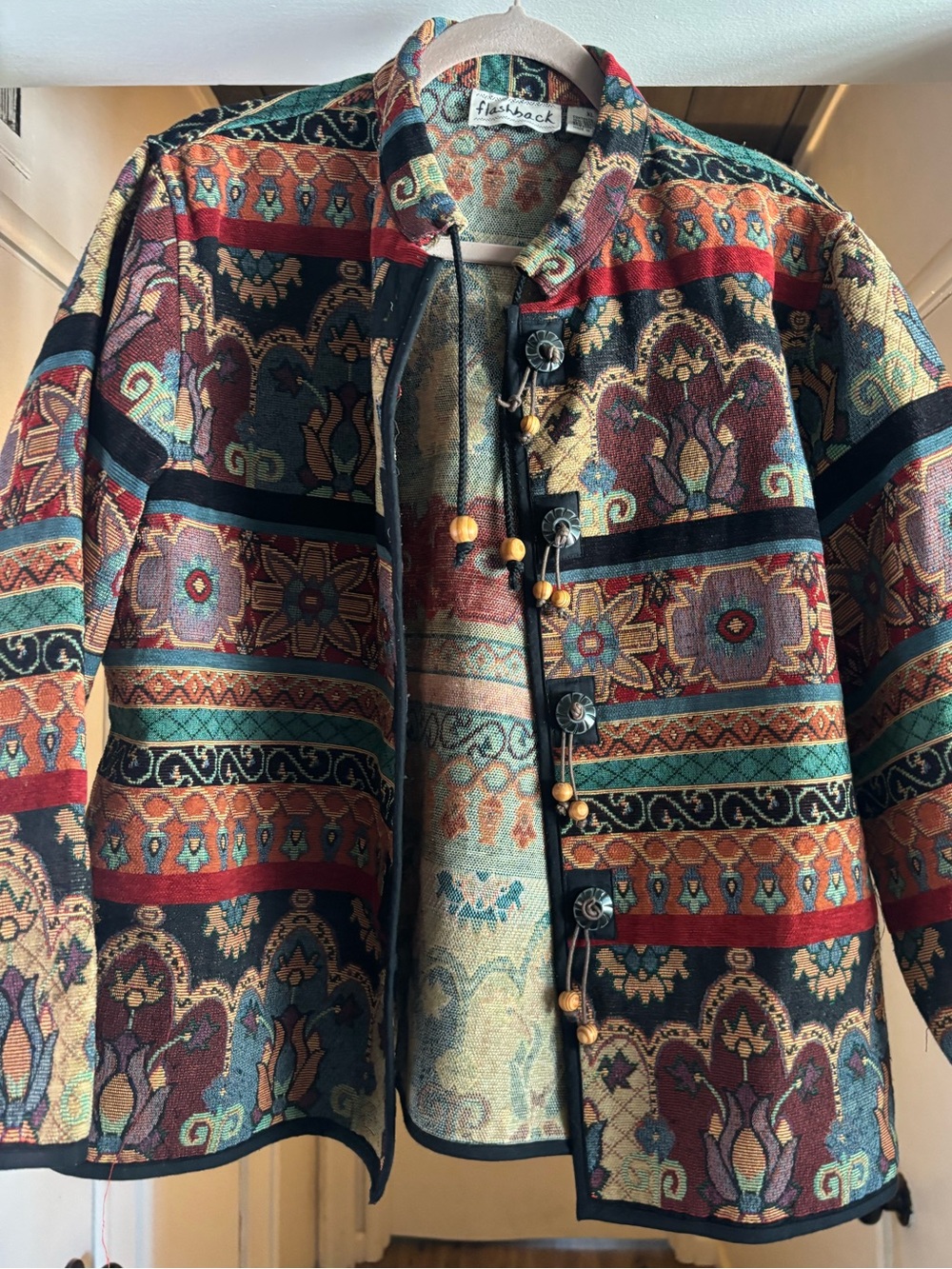 Flax/Black Multicolor Patterned Boho Jacket